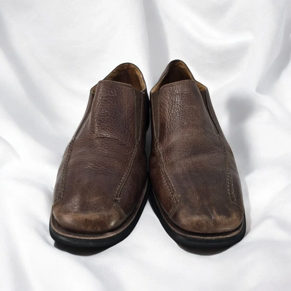 Sandro Comfort Gel Slip On Loafers Brown Leather Dress Shoes Men Size 11D Brazil